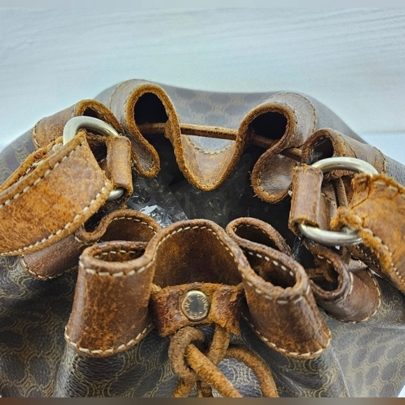 Celine Vintage Macadam Sac Seau Drawstring Bucket Bag in Canvas and Leather - Picture 11 of 16